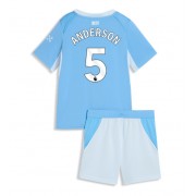 Manchester City Elliot Anderson #5 Hjemme Trøje Børn 2026-27 Kortærmet (+ Korte bukser)